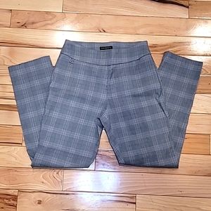 Skinny pants size 10 black, white with burgundy stripes.